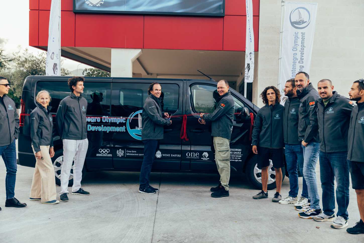 Group of people in front of the van